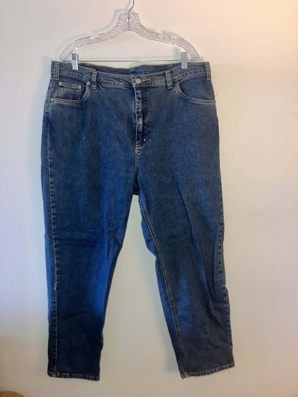 Lands' End Blue Denim Jeans with Contrast Stitching
